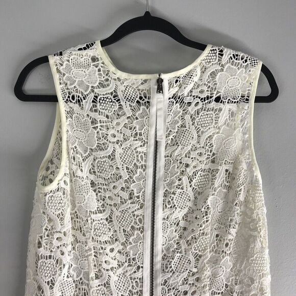 Cabi #800 Size Medium Open Needle Lace Floral Peplum Sheer Tank Exposed Zipper - Picture 8 of 16